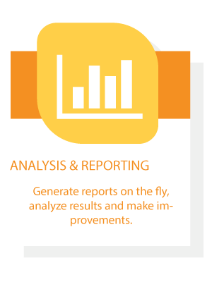 Analysis and Reporting - Generate reports on the fly, analyze results and make improvements.